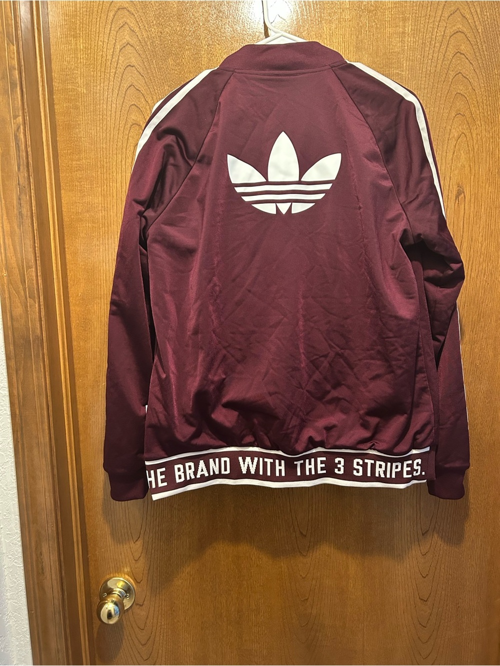adidas Woman Maroon Track Pants and Jacket with White Three Stripes